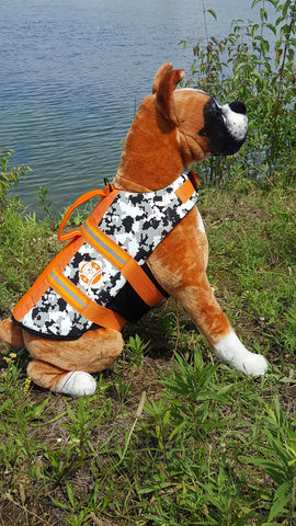 Paws Aboard Camo Black/White Neoprene Pet Life Vest  (Fido Pet) - Hunter K9 Gear
