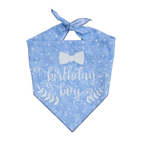 Birthday Boy!  White Stars on Blue Dog Bandana- One Size | Free Ship - Hunter K9 Gear