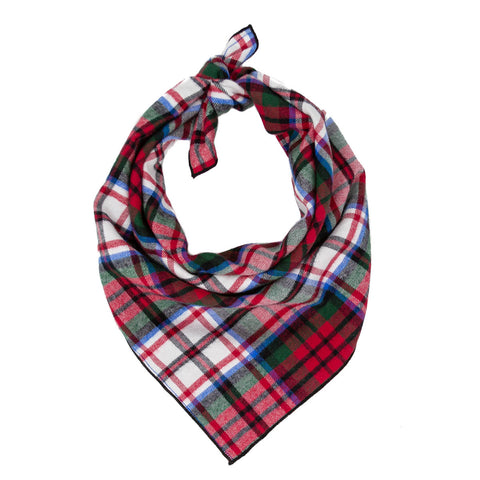 Red Tartan Flannel Plaid Dog Bandana - Classic Tie Style - Hunter K9 Gear