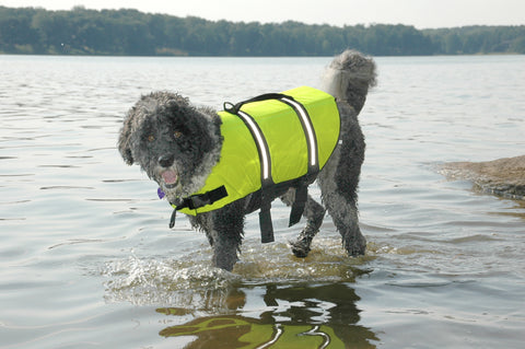 Paws Aboard Neon Yellow Dog Life Jacket (Fido Pet) - Hunter K9 Gear