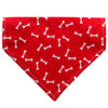 White Bones on Red Paws Dog Bandana - Over the Collar Style in 5 Sizes | Free Ship - Hunter K9 Gear